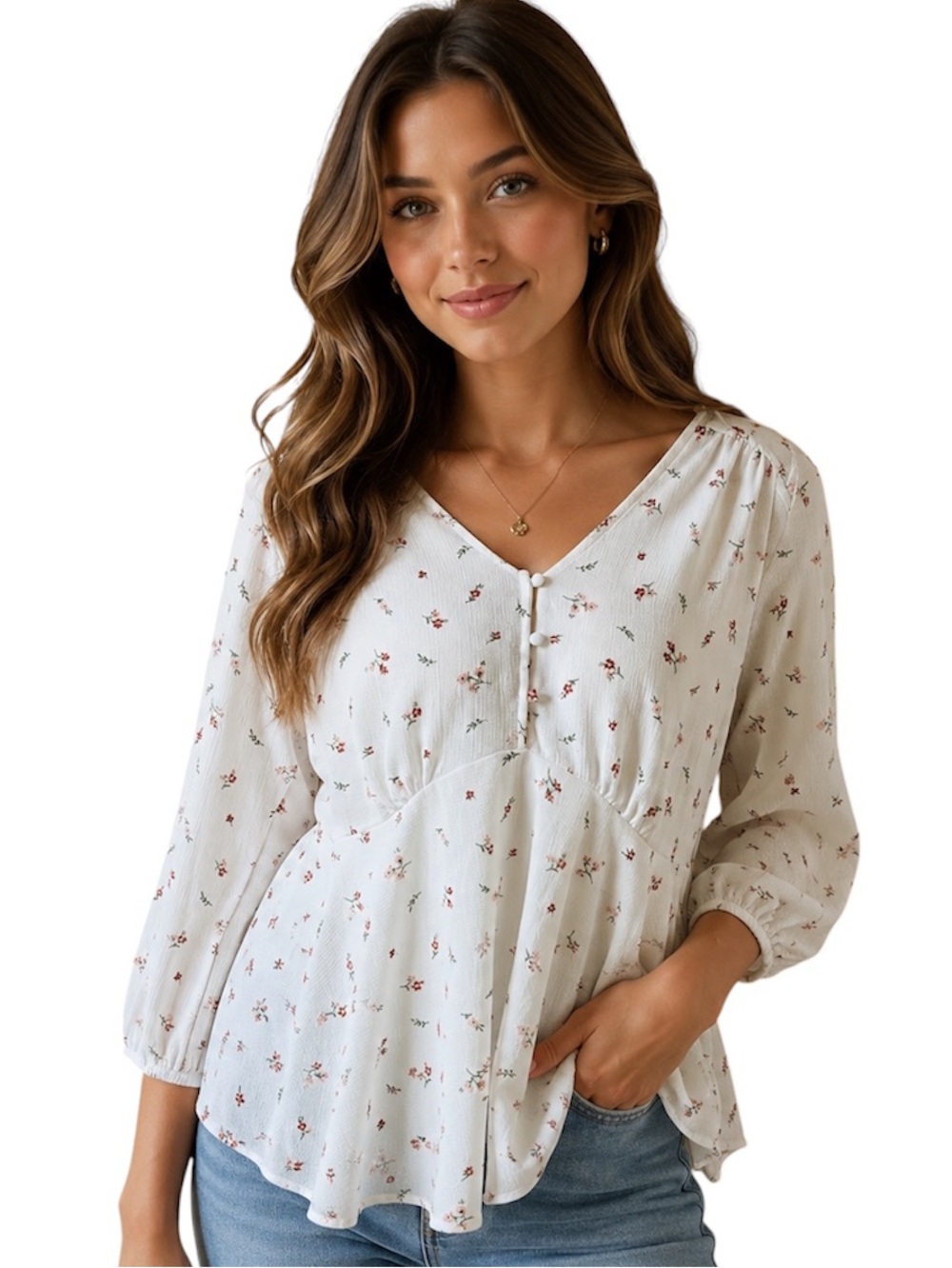 Zenobia Ivory White Smocked Peplum Top Womens 1XL Romantic Cottagecore Boho